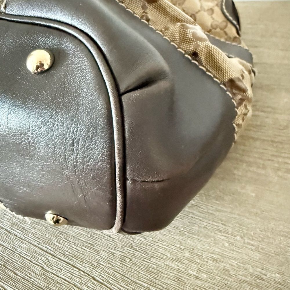 Gucci GG Crystal Hobo Shoulder Bag in Brown Coated Monogram & Leather - Picture 4 of 8